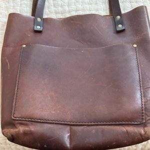 Portland Leather classic tote,small, color:cognac